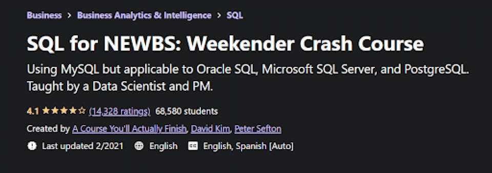 SQL for Data Analysis: Weekender Crash Course for Beginners