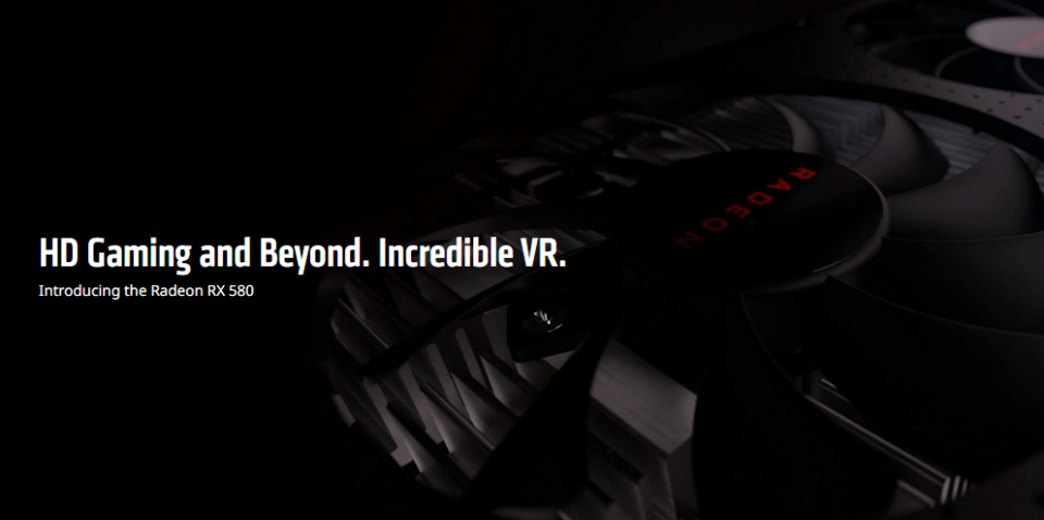 AMD’s splash page for the Radeon RX 580.