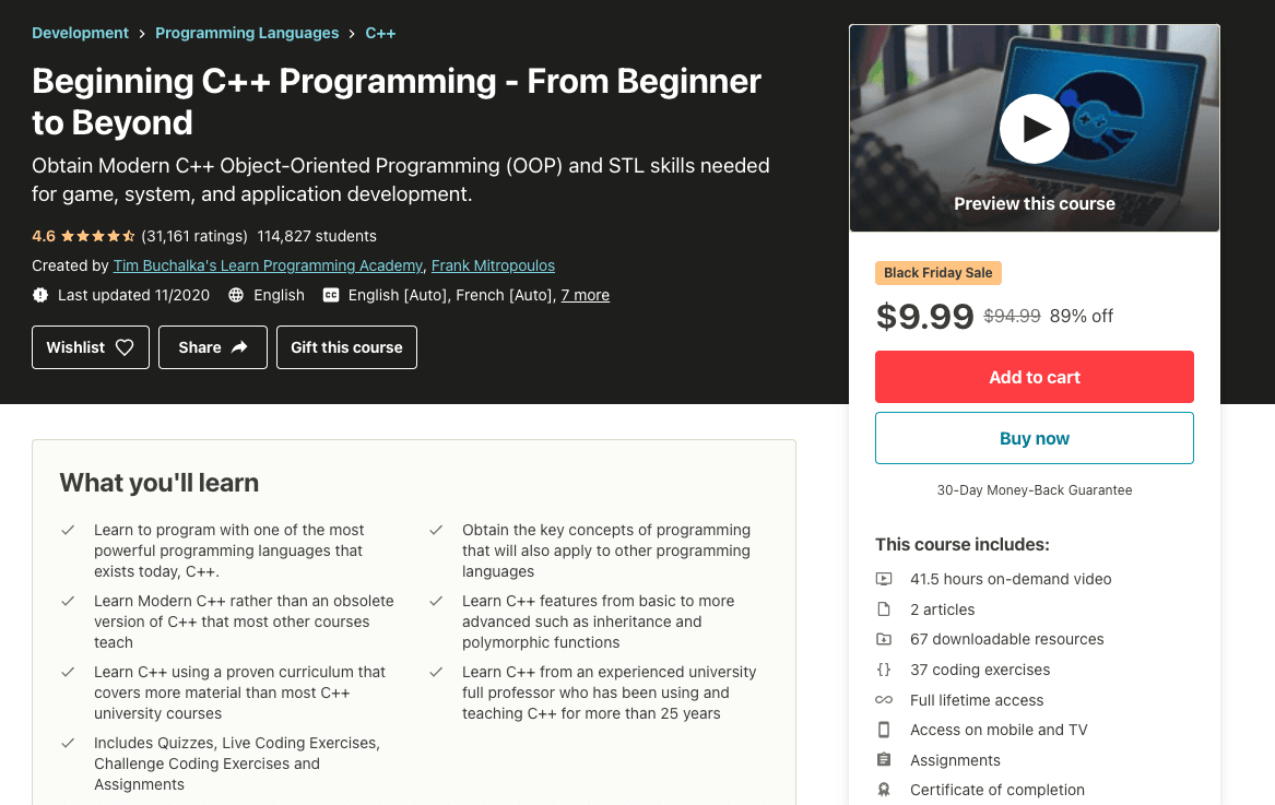 Beginning C++ Programming - From Beginner to Beyond