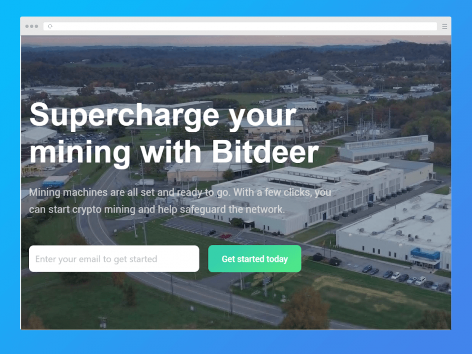 A screenshot of the Bitdeer cryptocurrency mining site.