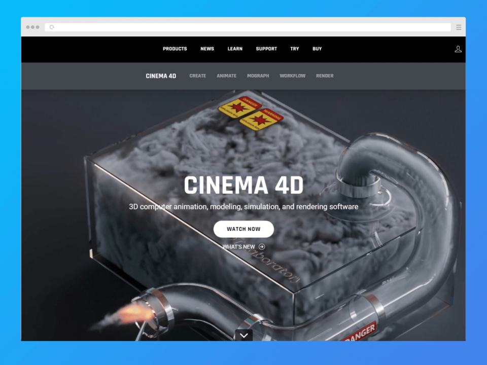 Screenshot of Cinema 4D’s website.