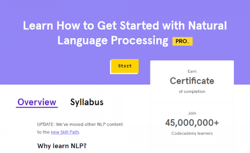 Codecademy’s Learn How to Get Started With Natural Language Processing