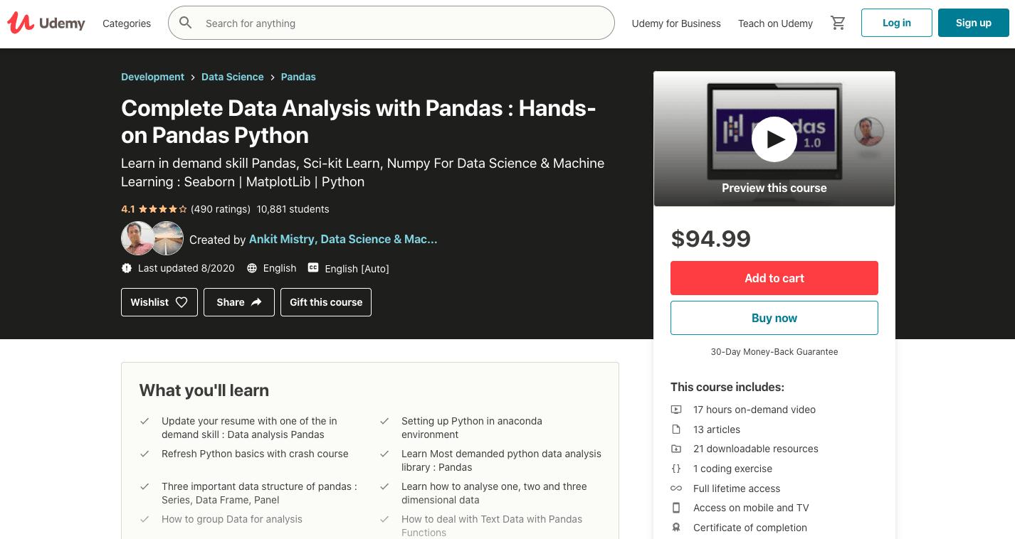 Complete Data Analysis with Pandas : Hands-on Pandas Python