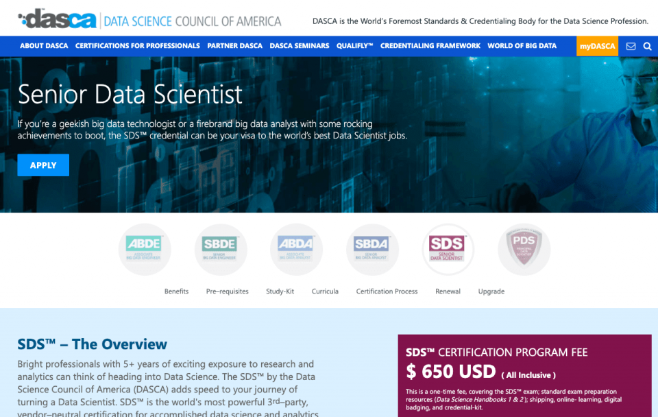 DASCA Data Certification webpage