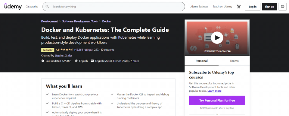 Docker and Kubernetes Course Webpage 