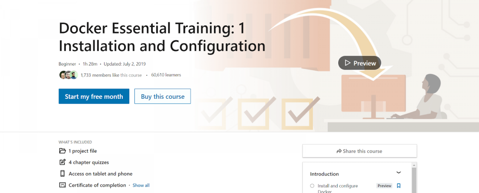 LinkedIn Learning Docker Course Webpage