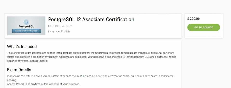 EDB PostgreSQL 12 Associate Certification