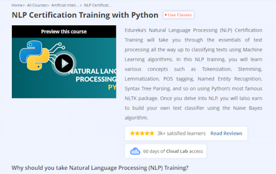 Edureka’s NLP Certification Training With Python
