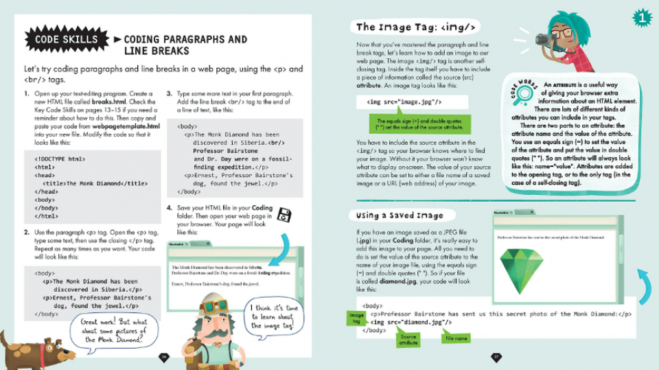 Excerpt pages with illustrations from Get Coding!