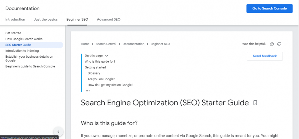 Google’s Search Engine Optimization Starter Guide