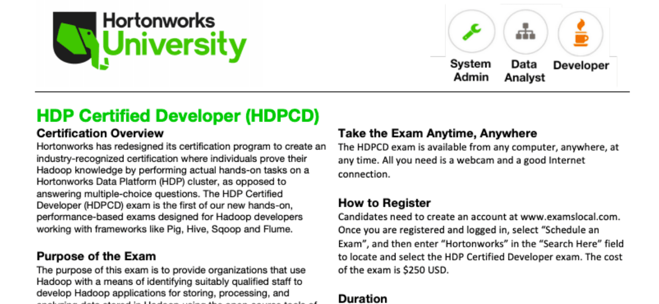 HDP Certified Developer (HDPCD) 