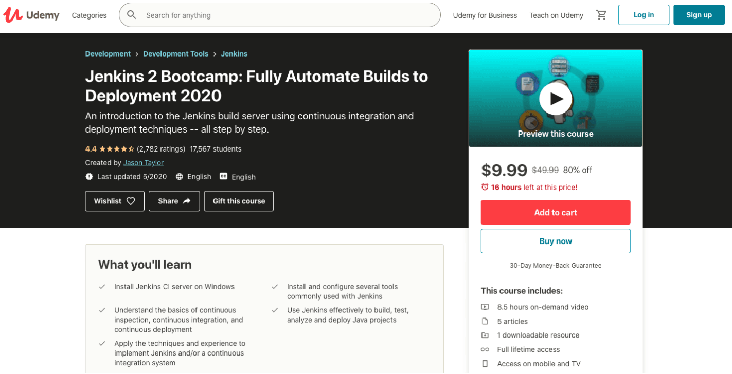 Jenkins 2 Bootcamp: Fully Automate Builds to Deployment 2020
