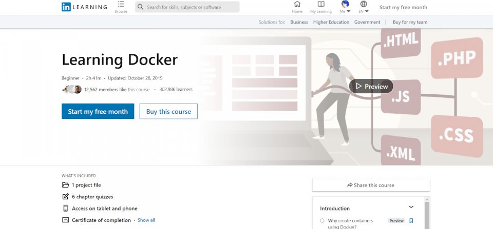 Learning Docker Course Webpage