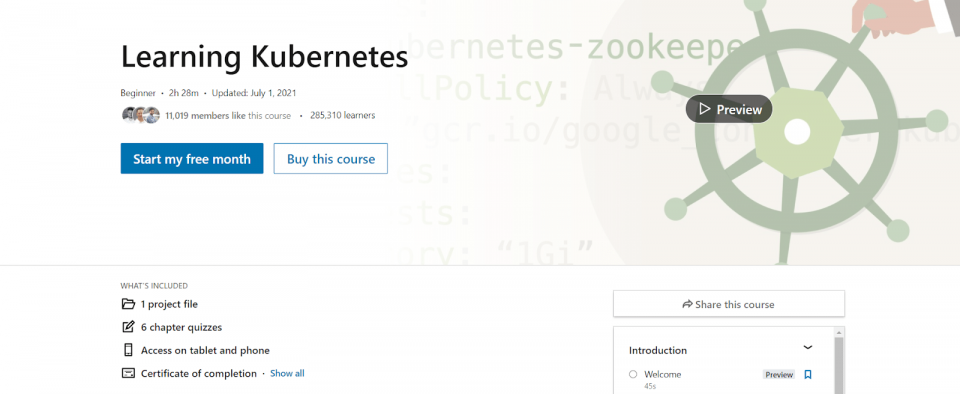 LinkedIn Kubernetes Course Webpage