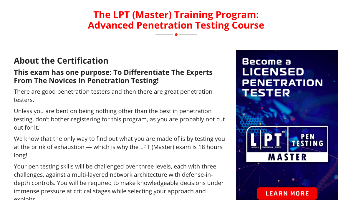Licensed Penetration Tester (LPT) Master