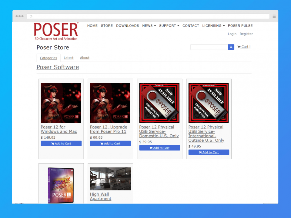 Screenshot of bundle options on Poser’s website.