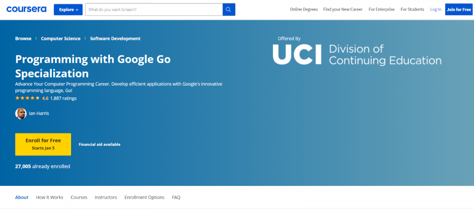 Programming with Google Go (The University of California Irvine)