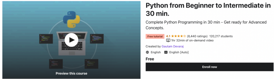 Python from Beginner to Intermediate in 30 min.
