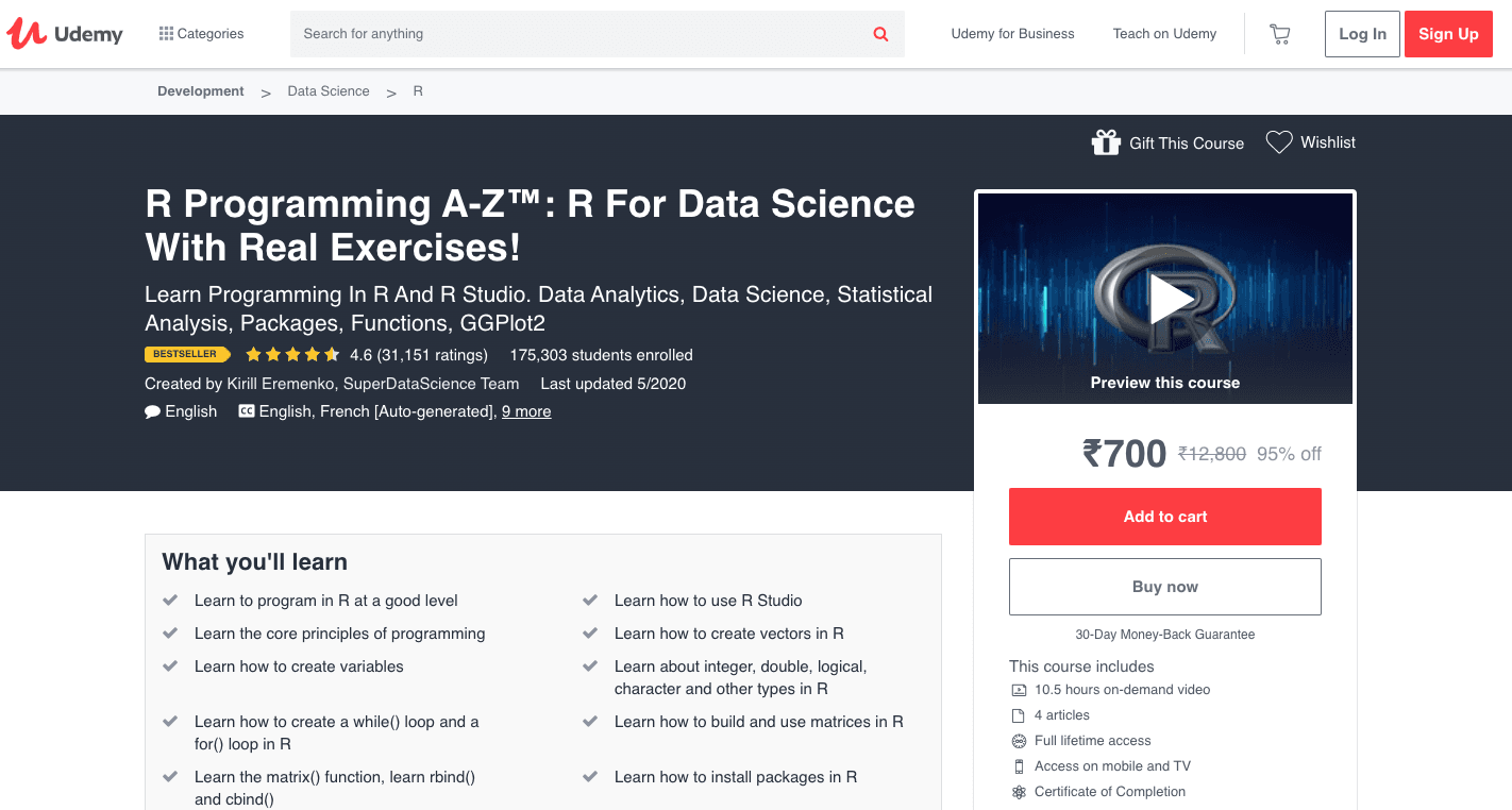 R Programming A-Z™: R For Data Science With Real Exercises!