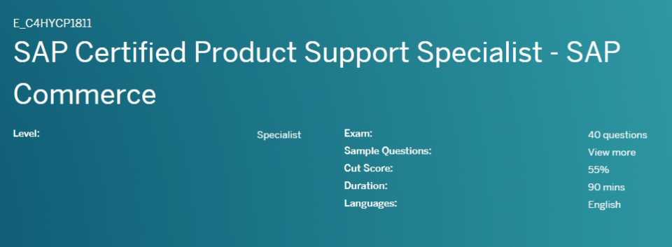 SAP Certified Product Support Specialist - SAP Commerce