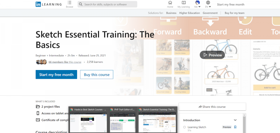 LinkedIn Learning Sketch Course Webpage