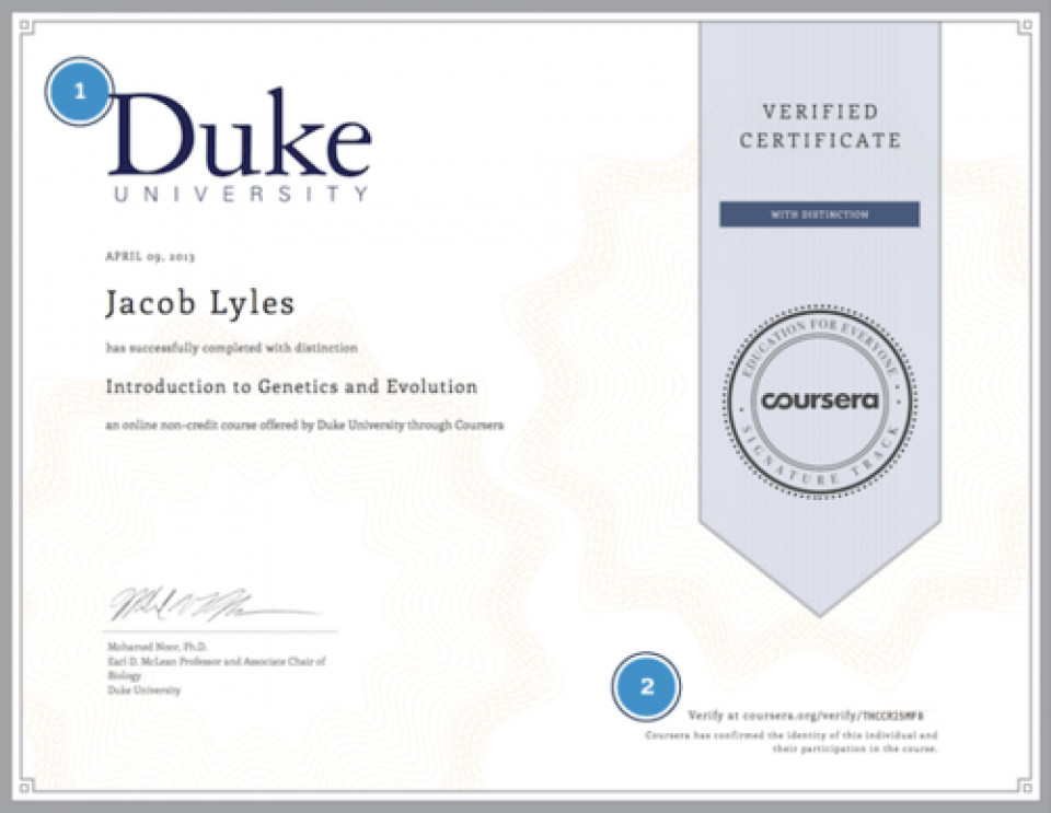 An example of a shareable certificate.