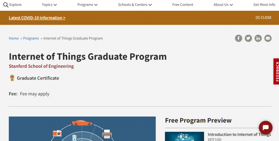 Stanford’s Internet of Things Graduate Program