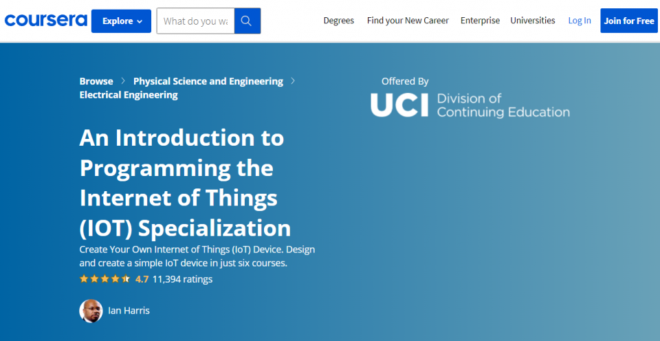 UCI’s Introduction to Programming the IoT Specialization