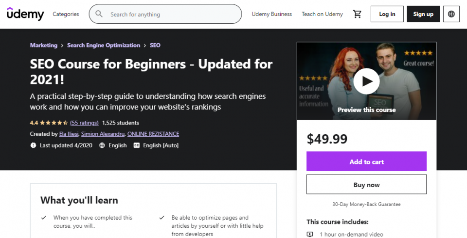  Udemy’s SEO Course for Beginners