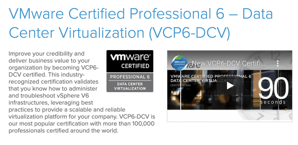 VMware Certified Professional 6 – Data Center Virtualization (VCP6-DCV)