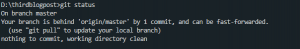 Git status output when a branch is behind some commits from it's remote