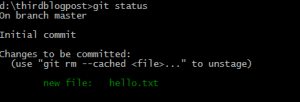 Git status showing files ready to be committed