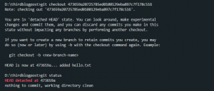 git checkout to particular commit