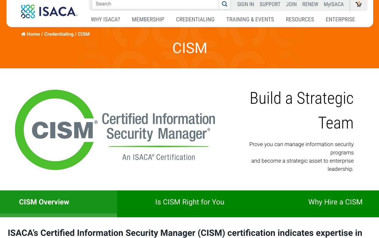 CISM (Certified Information Security Manager)