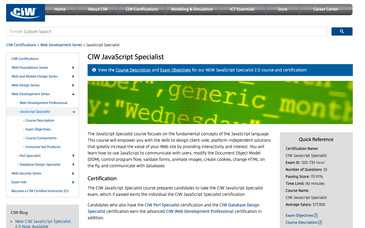 CIW Javascript Specialist