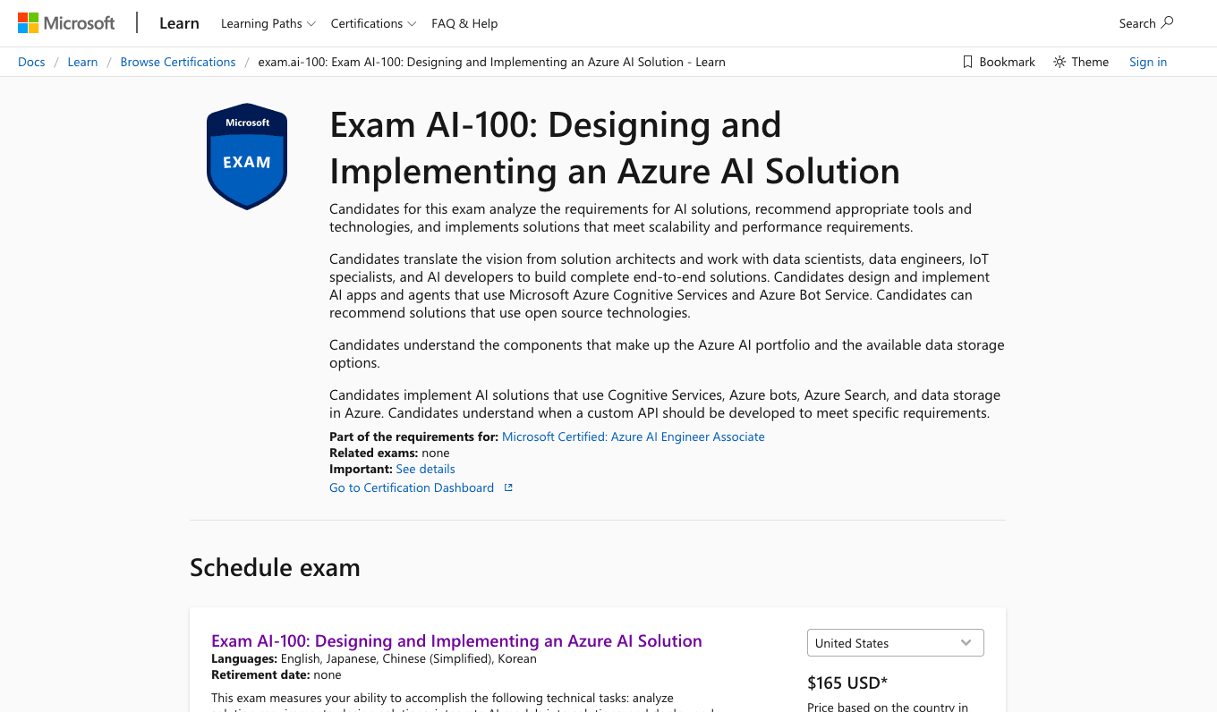 Microsoft Azure AI Engineer (Associate Exam AI-100)