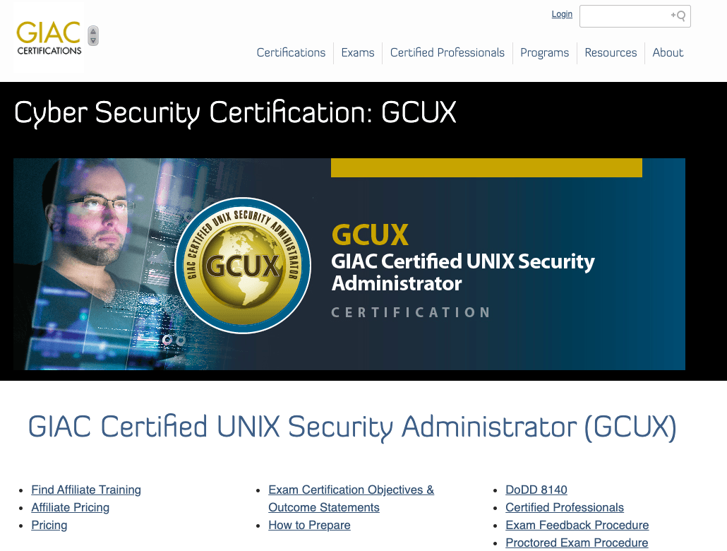 GCUX – GIAC Certified Unix Security Administrator