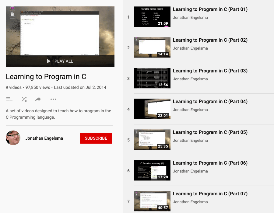 Learning to Program in C by Jonathan Engelsma