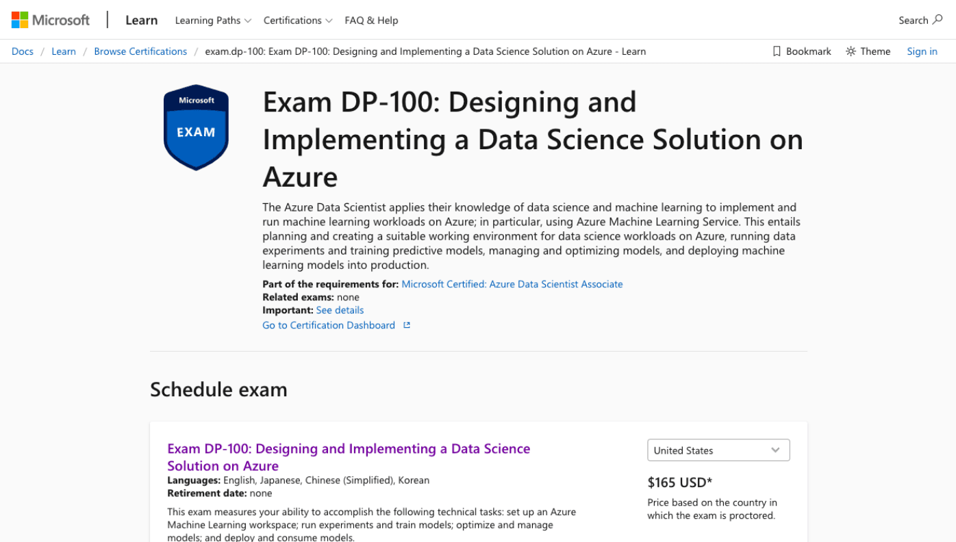 Microsoft Azure Data Scientist (Associate Exam DP-100)