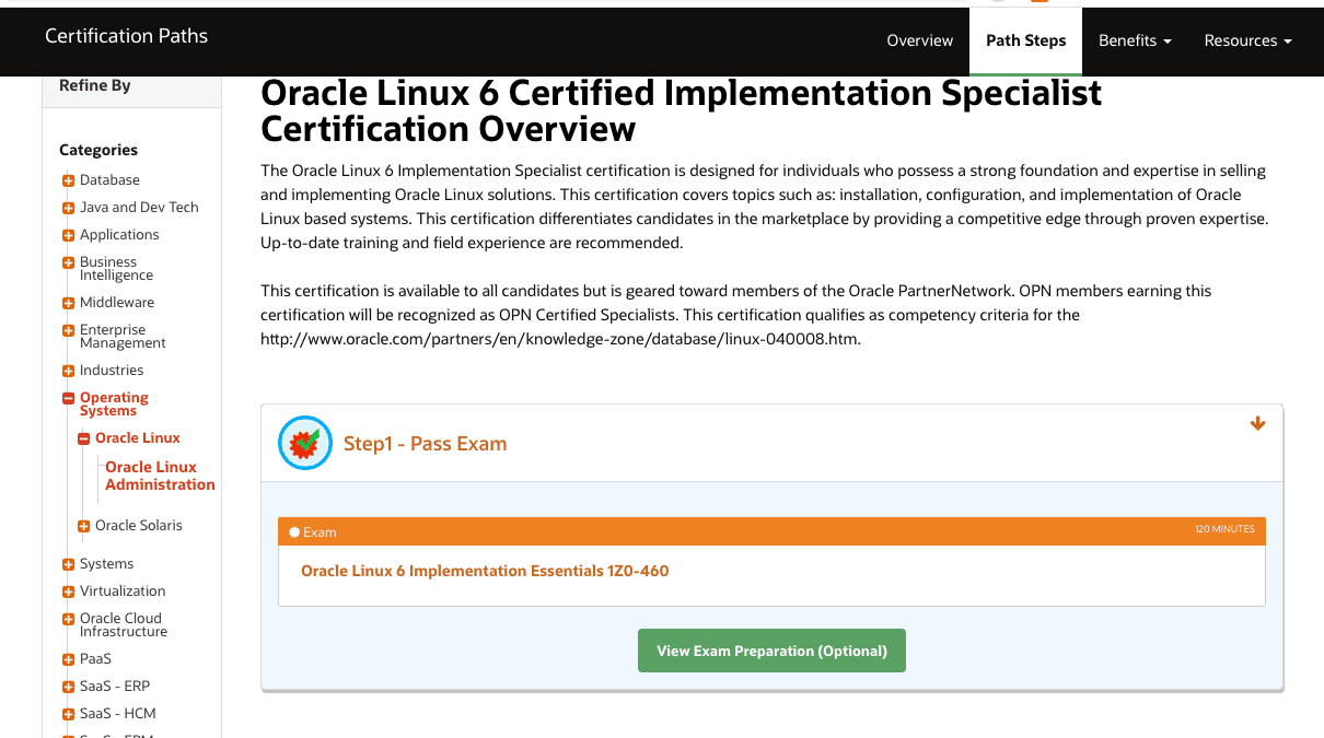 Oracle Certified Professional, Oracle 6 Linux Implementation Specialist