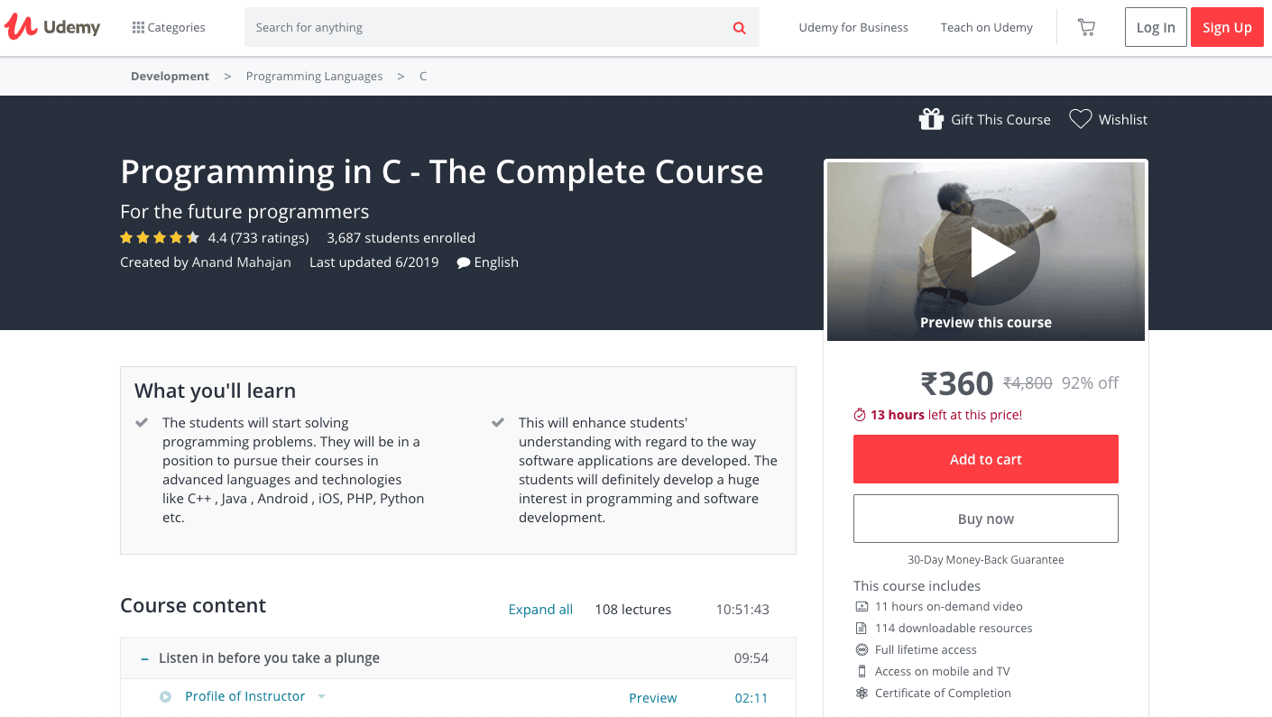 Programming in C - The Complete Course