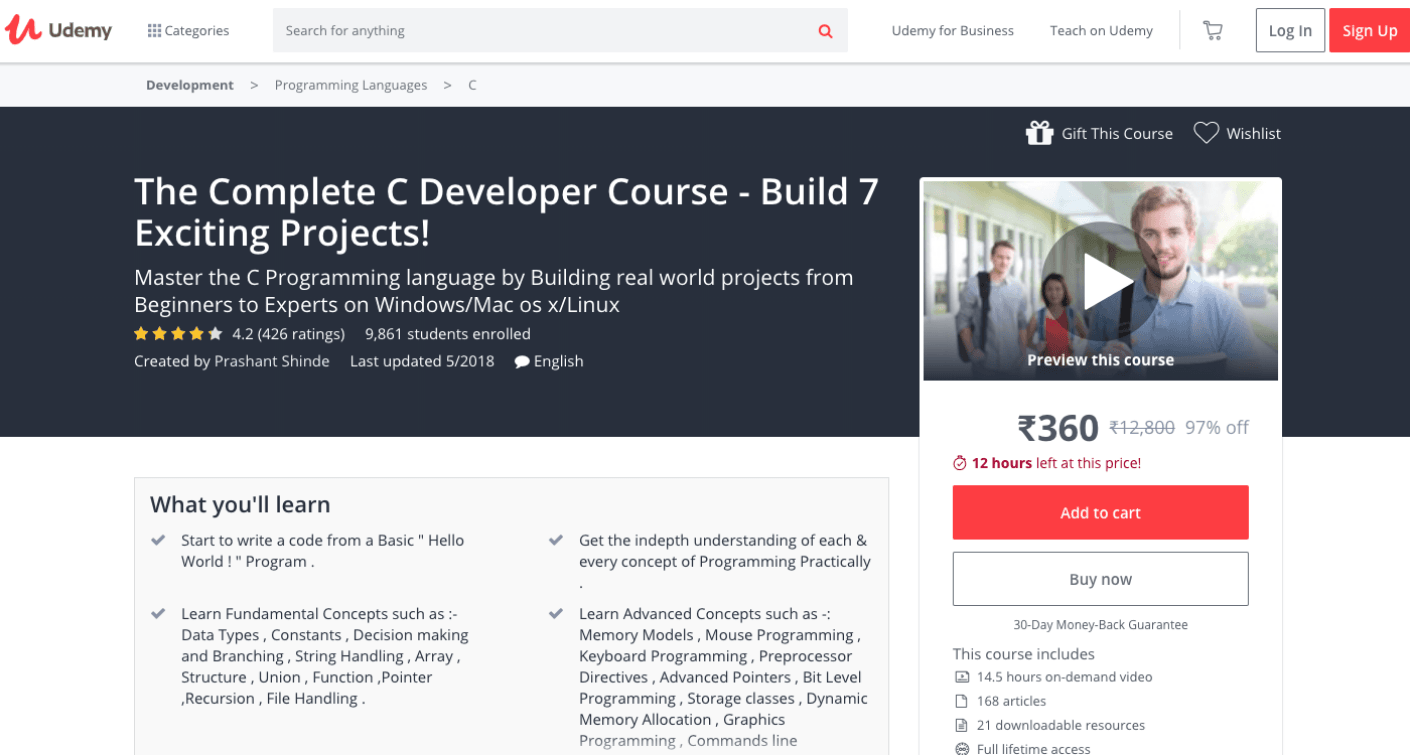 The Complete C Developer Course - Build 7 Exciting Projects!